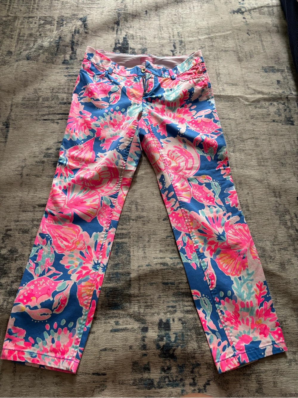 Lily Pulitzer Vibrant Floral Crop Pants - Pink & Blue- new without tags size 2